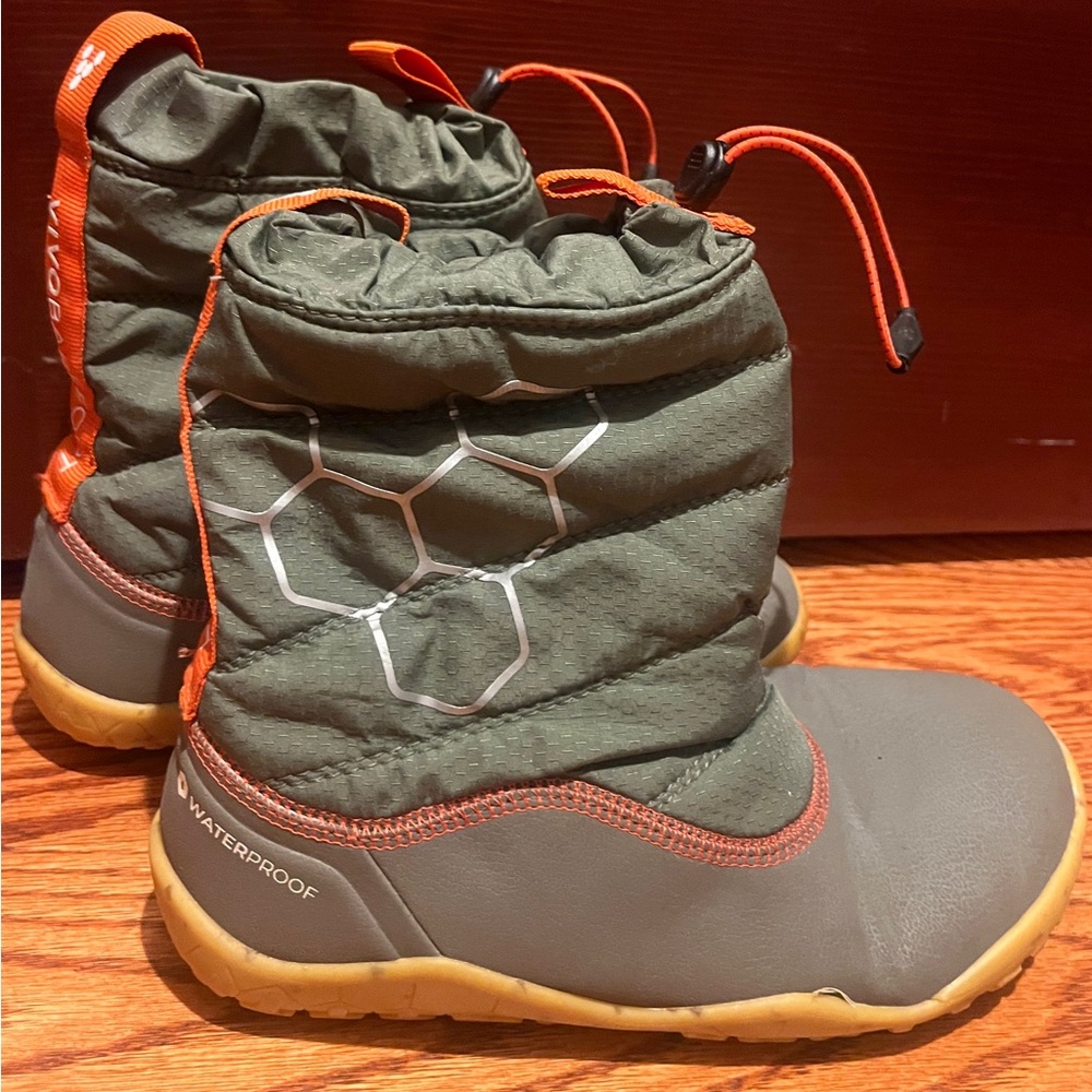 Vivo Barefoot Kids Waterproof Boots - Olive and Orange